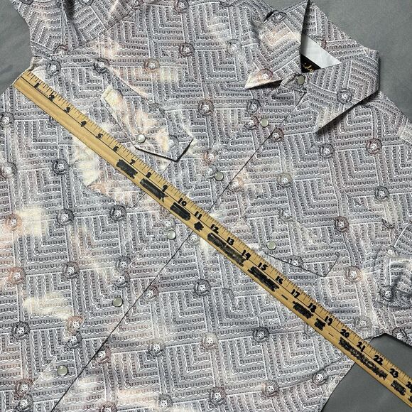 Liquid West Shirt Men Small Western Geometric Pearl Snaps Long Sleeve Button Up - Picture 3 of 12